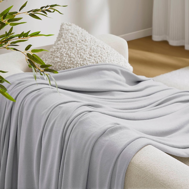 Chelsea Square Rayon from Bamboo Cooling Cotton Lightweight Blanket for Summer Spring