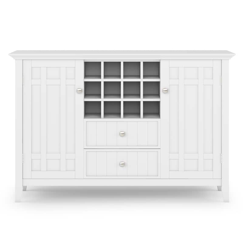 WYNDENHALL Freemont SOLID WOOD 54 inch Wide Transitional Sideboard Buffet and Wine Rack - 54 W x 17 D x 36 H