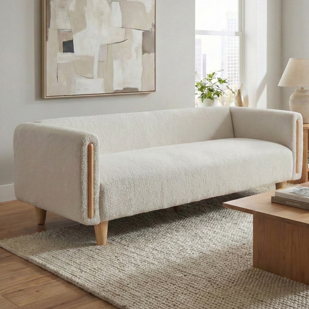 Christopher Knight Home - Soft Upholstered 78.7" 3-Seater Sofa with Rubberwood Legs