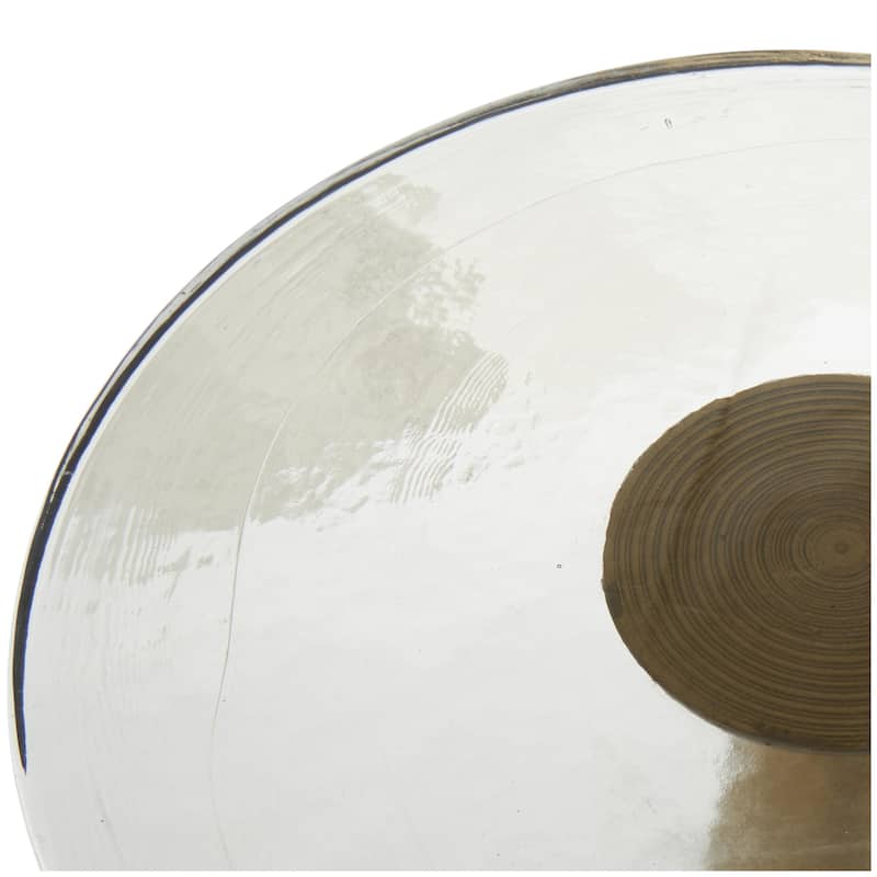 Aluminum Metal Geometric Cone Accent Table with Textured Glass Tabletop - Black or Gold - Roche River Decor