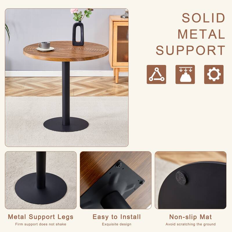 3-Piece Circular Dining Table and Chairs Set with Leather Dining Chair