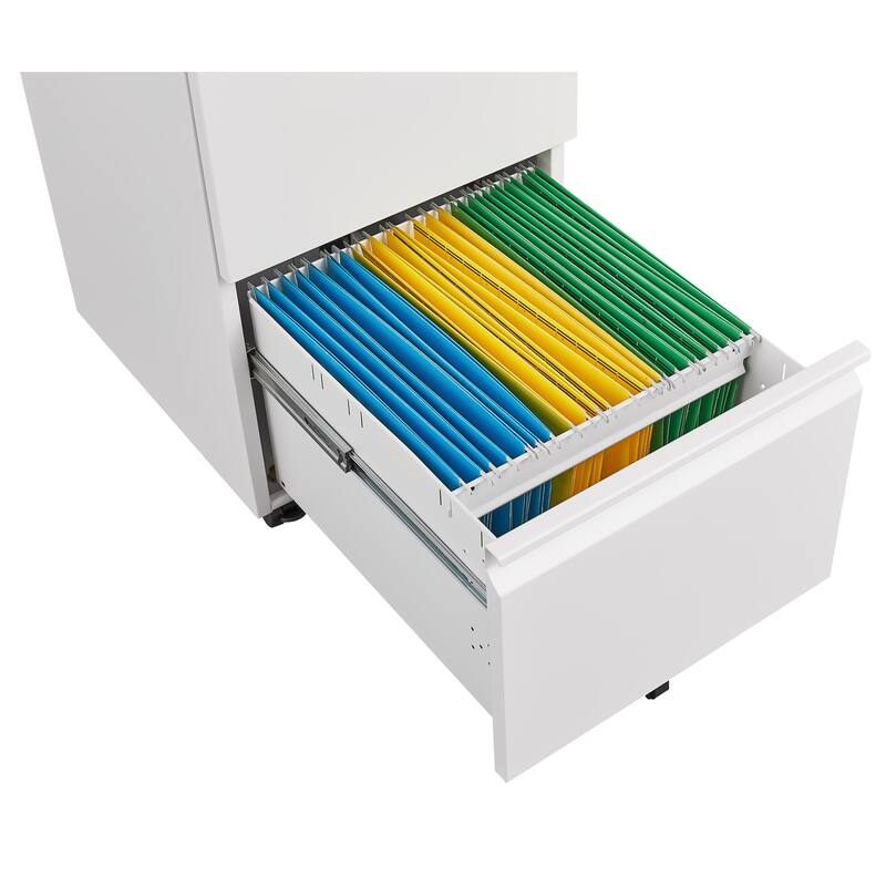 Metal 2 Drawer Mobile File Cabinet with Lock, Under Desk Office Steel Filing Cabinet