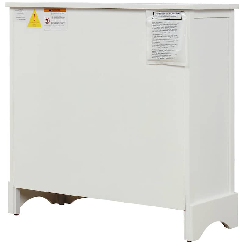 Rustic Storage Cabinet with 2 Drawers and 4 Classic Rattan Basket - 28"L×11.8"W×28"H