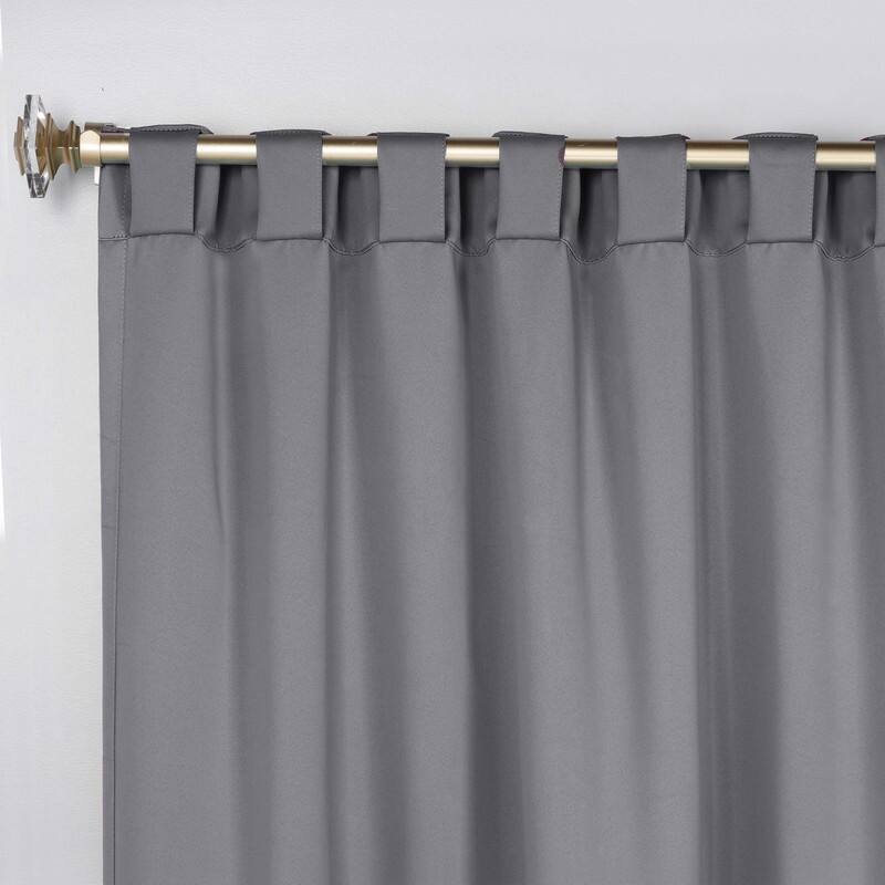 Superior Solid Machine Washable Room Darkening Curtains with Back Tabs, Set of 2