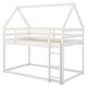 preview thumbnail 12 of 12, Twin over Twin Low Bunk Bed, House-Shaped Frame with Ladder, Sturdy Pine Wood and MDF Construction, White