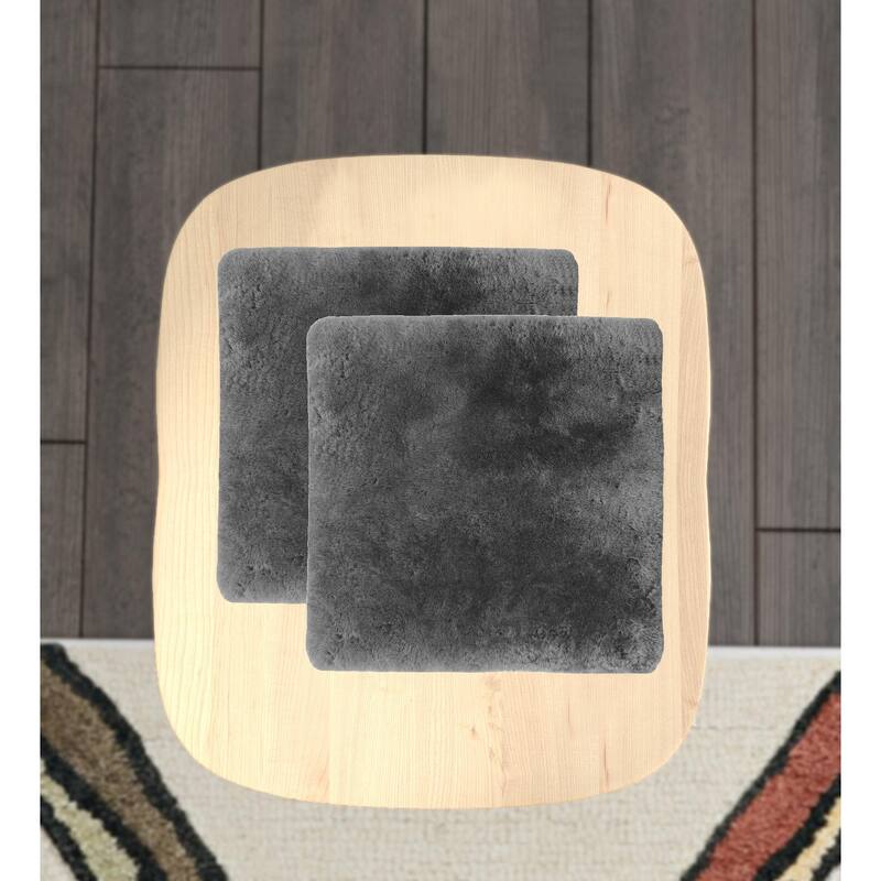HomeRoots Set Of Two 17" X 17" Charcoal Linen Solid Color Dining Chair Pad