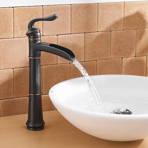 Waterfall Bathroom Vessel Sink Faucet With Drain Assembly Modern Single Hole Bathroom Vessel Faucets Single Handle Mixer Taps