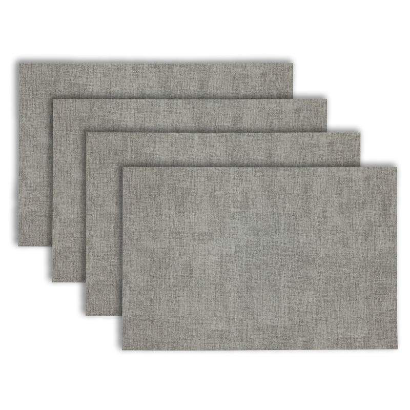 Dainty Home Amalfi Faux Leather Reversible Rectangular Placemat Set - N/A - Grey/Charcoal