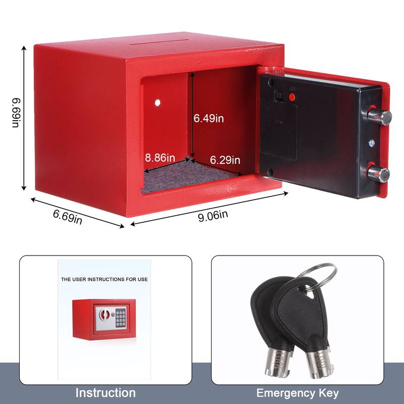 Fireproof Small Safe Box Digital Electronic Security Safe Box for Home - overstock.com/bedbathandbeyond.com - Red - Rust Resistant - Under 5 - Fire-Resistant Safes