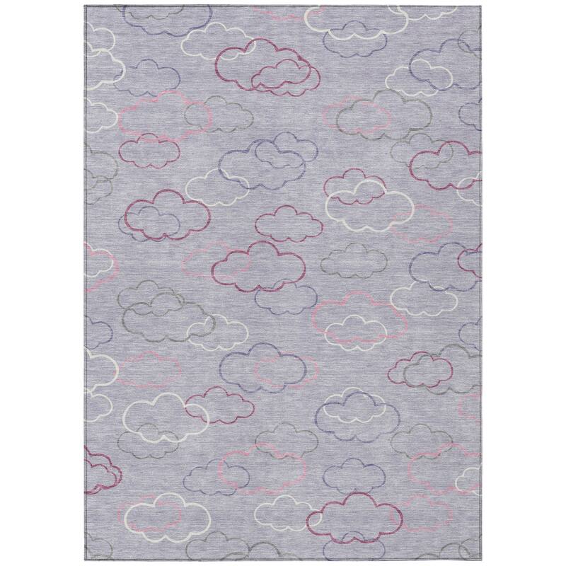 Machine Washable Indoor/ Outdoor Modern Clouds Chantille Rug