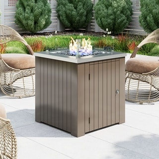 Morton Outdoor Square Stainless Steel Propane Fire Pit by Corvus