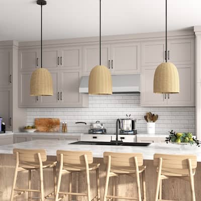 Acroma 1-light Farmhouse Rattan Kitchen Island Pendant - N/A