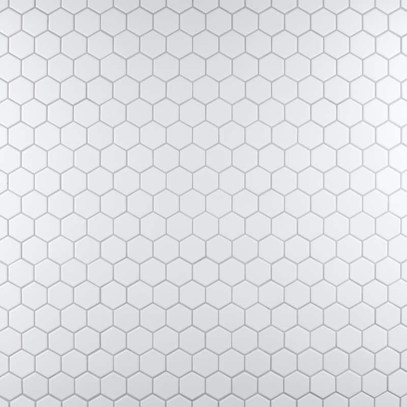Merola Tile Metro 2" Hex Glossy White 11-1/8" x 12-5/8" Porcelain Floor and Wall Tile
