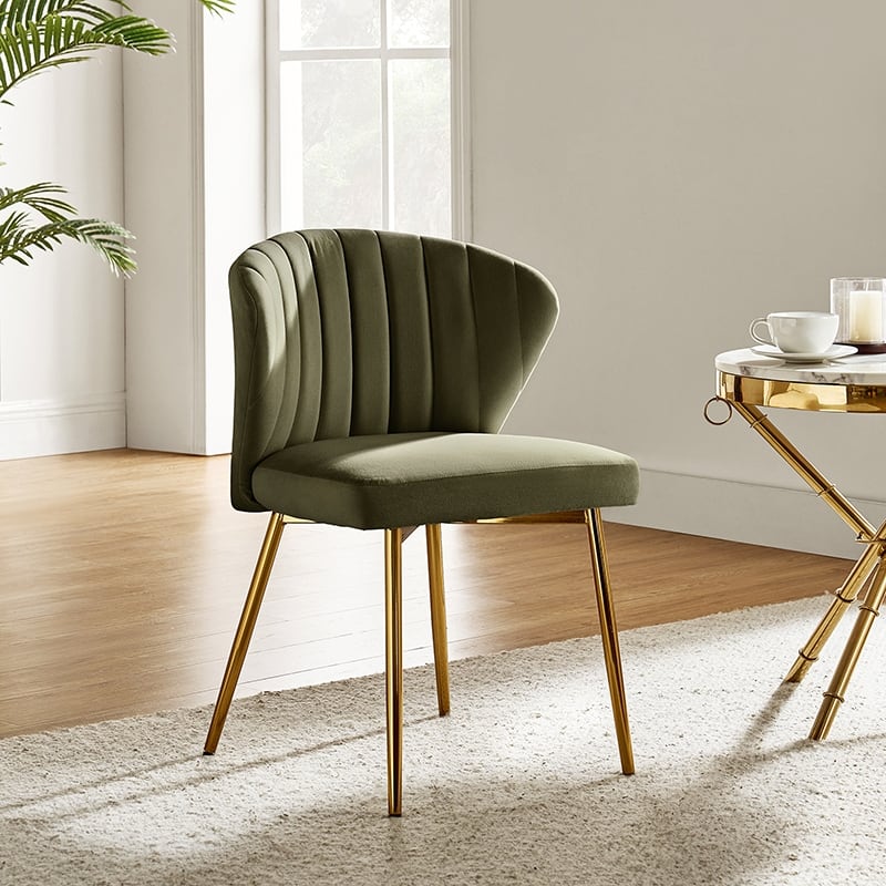 Aruna 20" Modern Velvet Tufted Back Accent Chair with Metal Legs by HULALA HOME