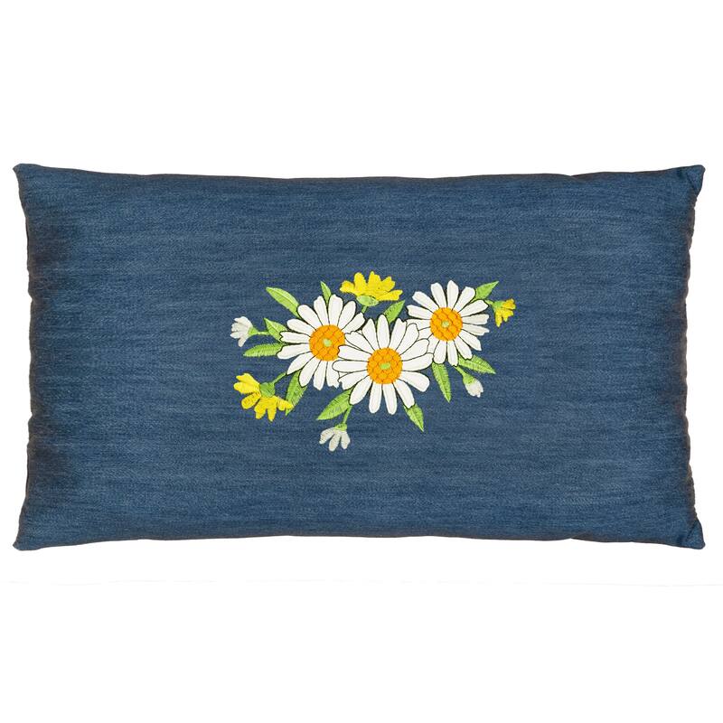 Authentic Hotel and Spa Denim Decorative Pillow Cover, 13" x 21" - Daisy