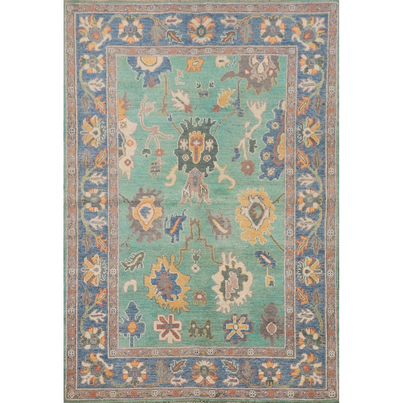Turquoise Green Kazak Oriental Area Rug Hand-Knotted Wool Carpet - 3'11"x 5'10"