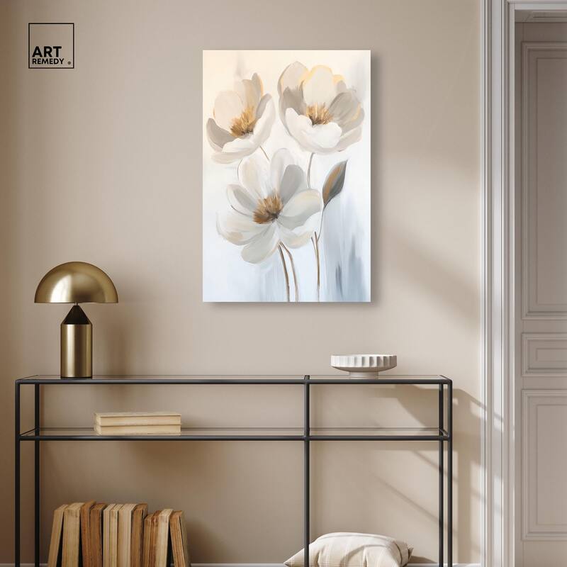 Silvered Flora I Canvas by Art Remedy, Gallery Wrapped