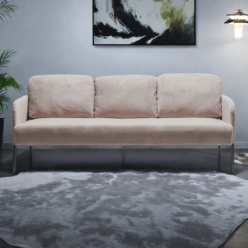 67.72" Fabric 3-Seater Sofa Couch with Sturdy Legs and Soft Polyester Fabric, Ideal for Small Spaces - Beige