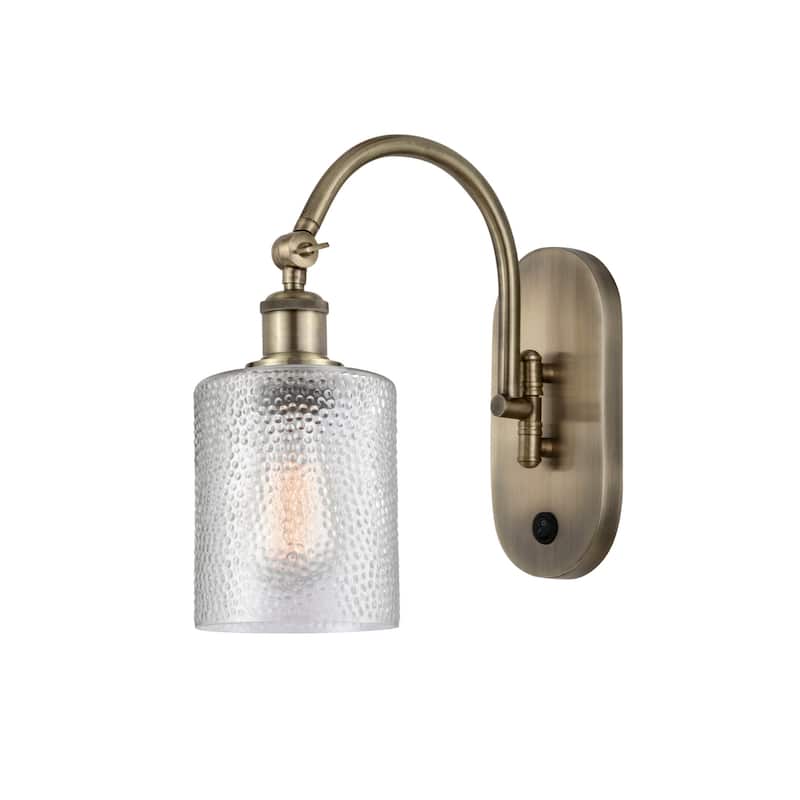 Innovations Lighting 518-1W-13-5 Cobbleskill Sconce Cobbleskill 13" - Antique Brass / Clear