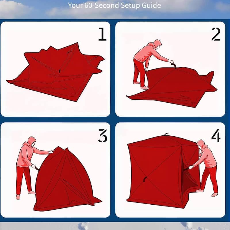 Pop Up Thermal Insulated Hub Tent, Ice Fishing Shelter for 3-4 Persons
