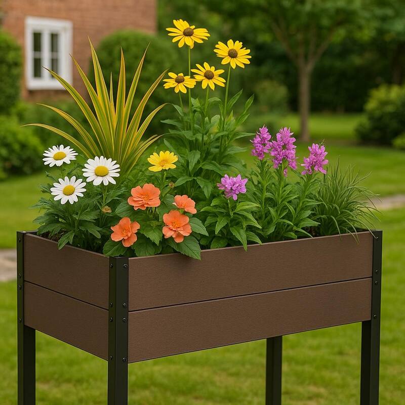 All-Weather Elevated Garden Bed, with Storage Shelf