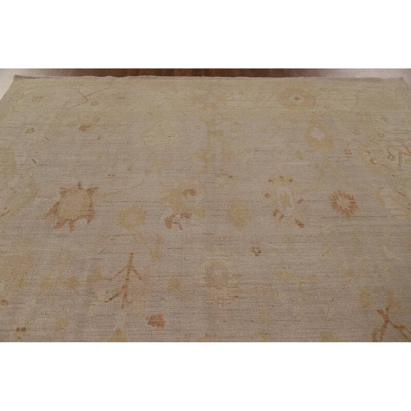 Vegetable Dye Oushak Turkish Area Rug Handmade Floral Wool Carpet - 8'8"x 11'9"