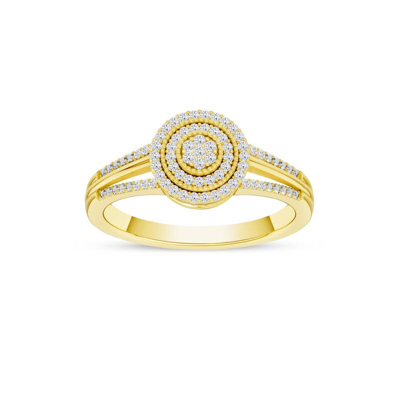 1/6ct TDW Diamond Cluster Halo Engagement Ring in 10K Yellow Gold for Women