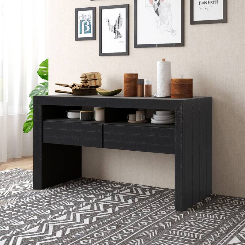 Rectangular Wood Extendable Dining Table Set Stretchable Farmhouse Dining Cabinet for Dining