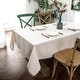 preview thumbnail 18 of 17, DriftAway Pom Pom Tassel Rectangle Linen Textured Decorative Table Cloth 55''width x 55''length - Beige