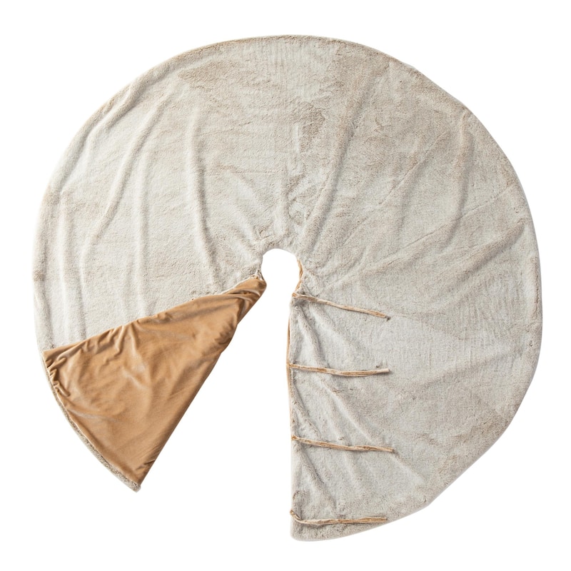 Glitzhome 48"D or 60"D Soft Fake Rabbit Fur Christmas Tree Skirt