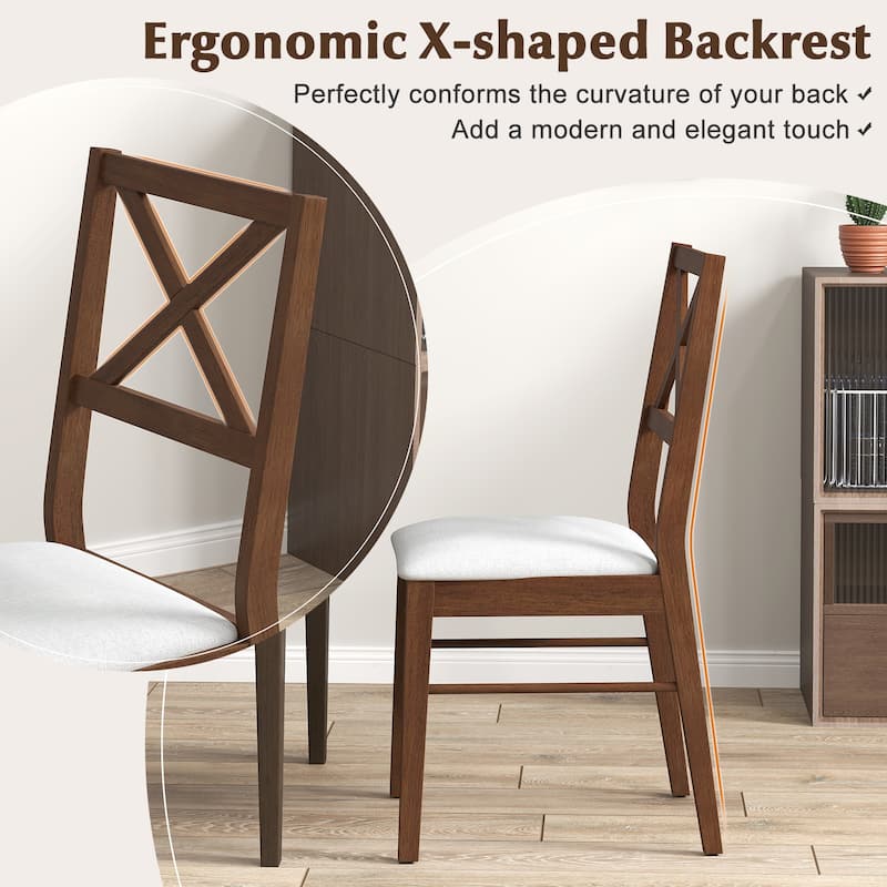 Gymax Dining Chairs Set of 4 Upholstered Kitchen Side Chairs w/ Rubber