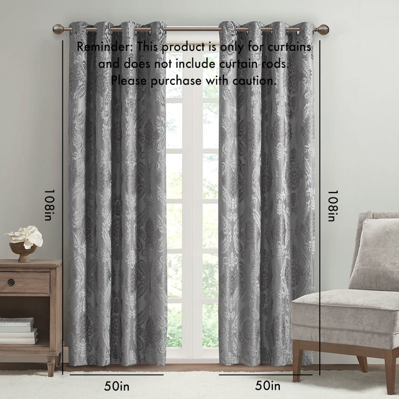 Knitted Jacquard Paisley Total Blackout Grommet Top Curtain Panel(Only 1 Pc Panel