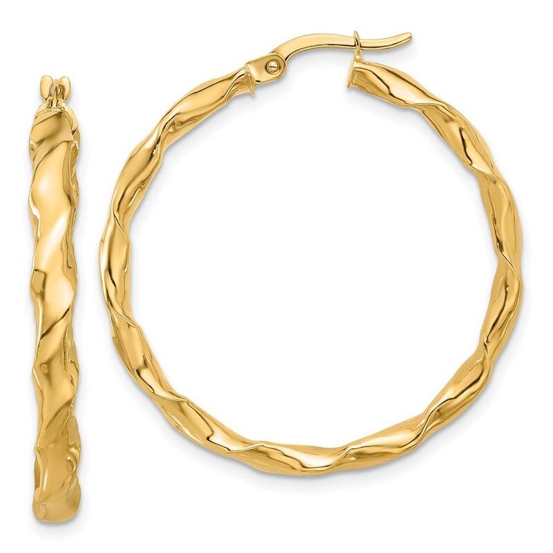 Curata 14k Yellow Gold Polished Twisted Hoop Earrings - 36.2x34.76mm