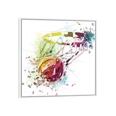iCanvas "Basketball And Net" by Katia Skye Framed Canvas Print