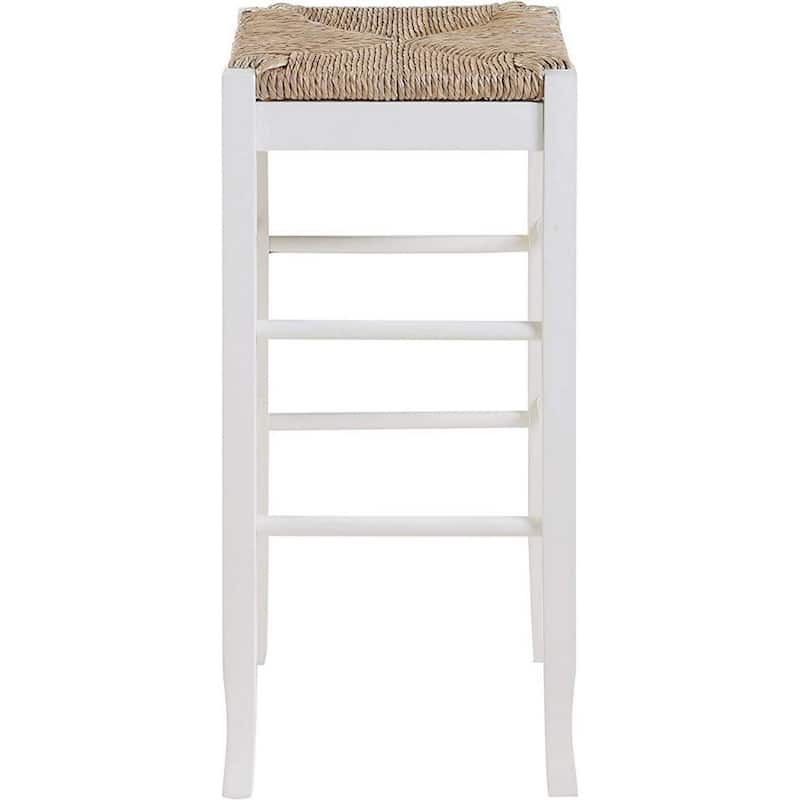 Square Wooden Frame Barstool with Hand Woven Rush - 29 H x 14.5 W x 14.5 L