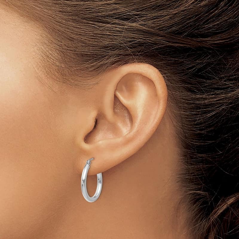 Curata 14k White Gold Polished 2.5mm Solid Classic Hoop Earrings - 20mm-65mm