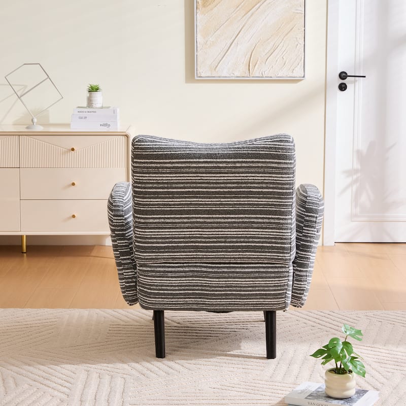 Boucle Upholstered Lounge Armchair, Reading Chair with Side Storage Pocket, Single Sofa Chair with Solid Wood Legs