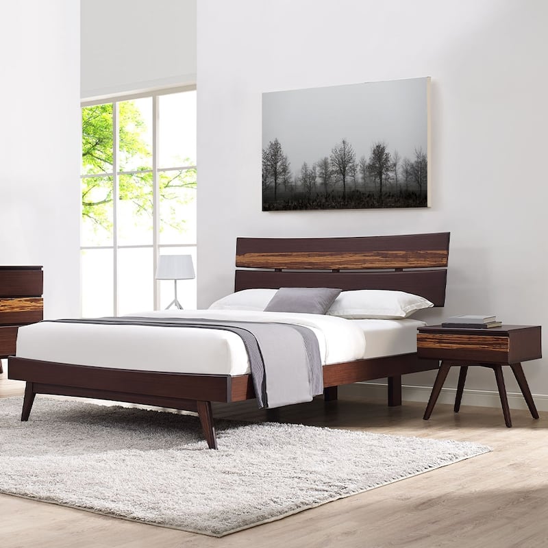 Sarah Queen Platform Bed, Burgundy - Amber - Queen