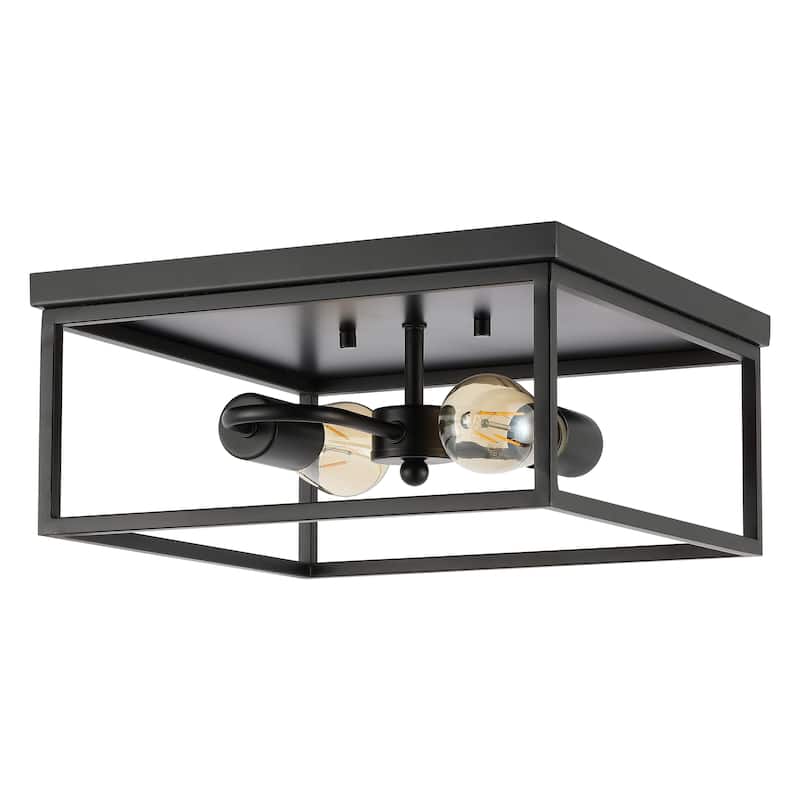 SAFAVIEH Lighting Mechtild 13" Modern & Contemporary Flush Mount (2-Bulb) - 13" W x 13" D x 6" H - Black - 13Wx13Dx6H