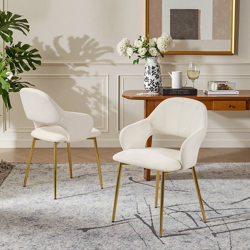 VECELO Modern Upholstered Dining Chairs Set of 2 Velvet Kitchen Chairs for Dining Room