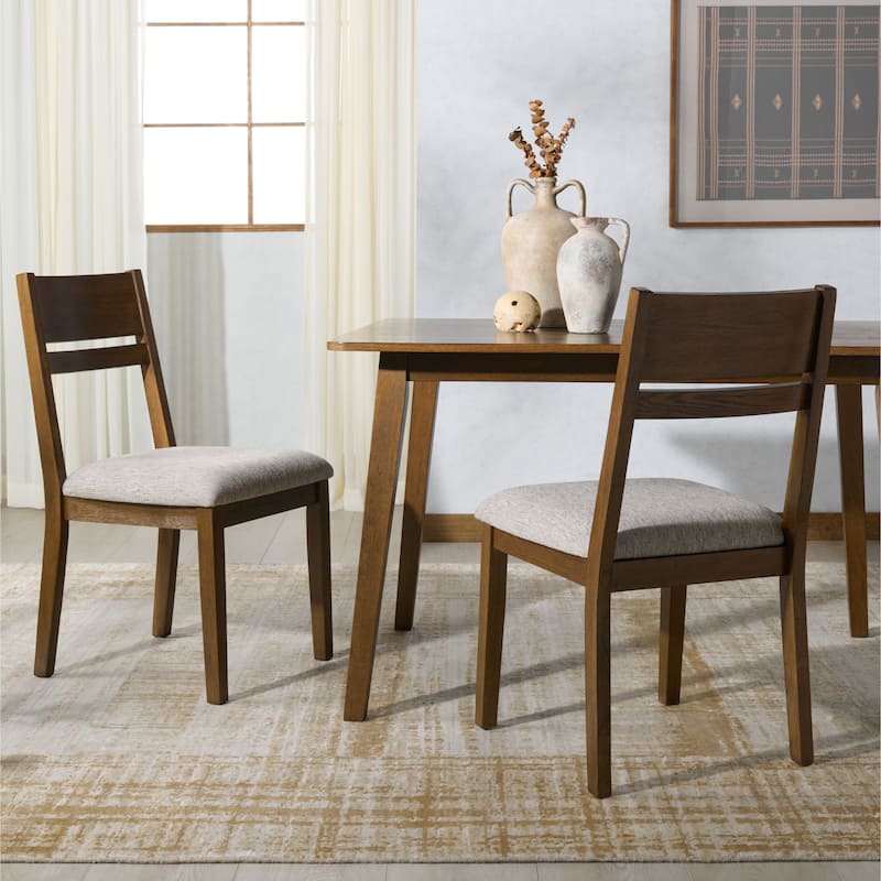 SAFAVIEH Couture Bellalexa Dining Chair (Set of 2) - 19"W x 18"D x 35"H - Medium Oak/Light Grey