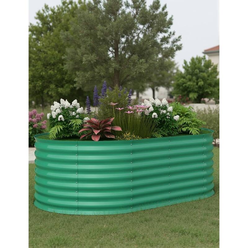 Galvanized Raised Planter Boxes Outdoor, for Vegetables, Fruits, Flower - Green - 6x3x2ft