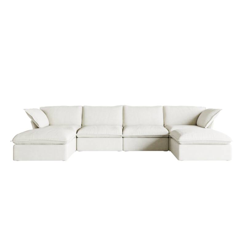 163" U-Shaped Convertible Modular Sectional Sofa, Down Filled Comfort Overstuffed Upholstered