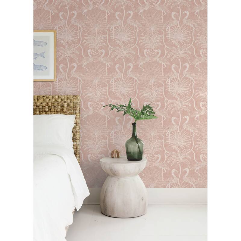 A-Street Prints Biscayne Coral Flamingo Beach Wallpaper