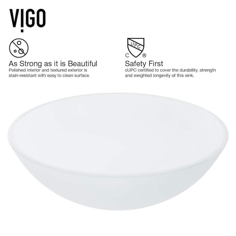 VIGO Giovanni 17"L x 17"W x 6"H Glass Round Vessel Bathroom Sink