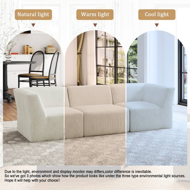 Modern Corduroy Fabric Loveseats Sofa Sectional Sofa