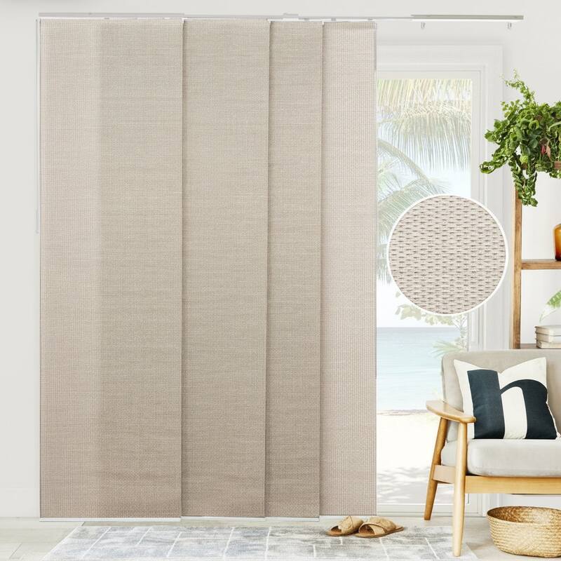CHICOLOGY Adjustable Sliding Panels, 4-Rail Track, Light Filtering - Up to 86"W x 96"H - Woven Sanshell
