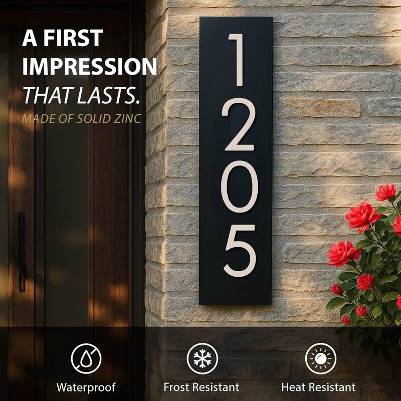 Mega Handles Modern Metal House Numbers | Heavy Duty Outdoor Address Digits | Easy to Install, Floating or Flush Mount Design