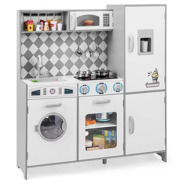 slide 2 of 10, Costway Kids Kitchen Playset with Realistic Lights & Sounds Ice Maker - See Details White - See Details