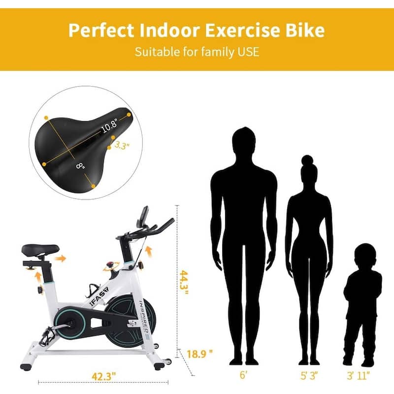 Stationary Bikes for Home Spin Indoor Exercise Bike with LCD Monitor and Comfortable Seat Cushion
